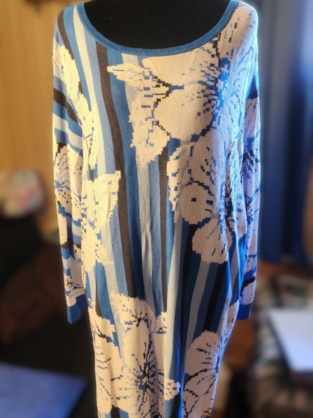 Ruby Rd 2X Blue Floral Tunic